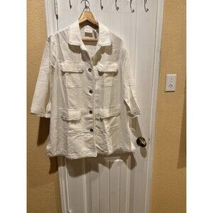 Chico’s Fringed White Light Jacket Size 2